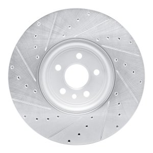 Jaguar F-Pace Brake Rotor (1) - Front Right - R1 Concepts - Drilled & Slotted - Silver - `17-`20